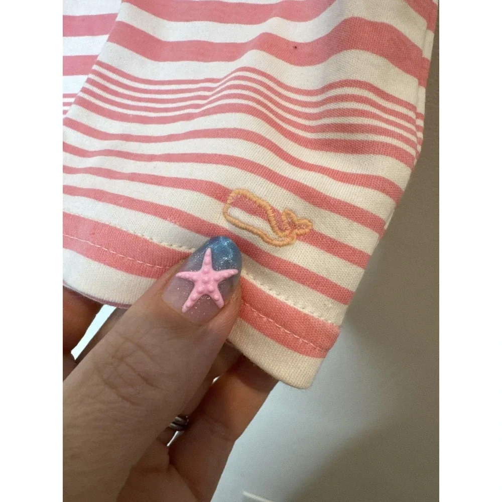 Vineyard Vines Pajama Top Girls 12 Pink Stripe Short Sleeve Jersey Cotton Pima